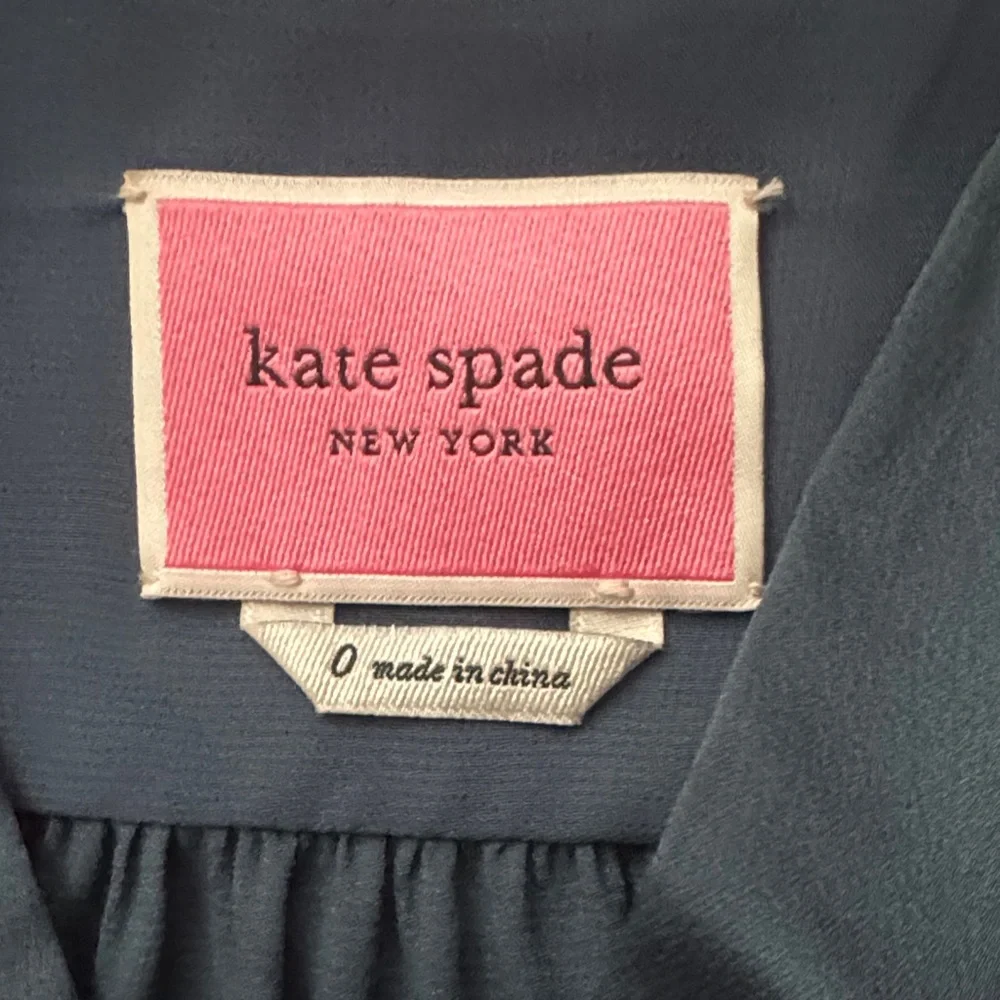 Kate Spade Blue Belted Midi Dress Size 0 Puff Sleeve A-Line Flaw